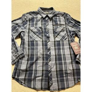 Machine men's XL Blue‎ Button Up Detailed Accents New With Tags